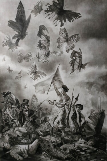 Drawing titled ""Reconquista"" by Angel Leon, Original Artwork, Charcoal