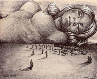 Drawing titled "Erotika 4 -  Not Fo…" by Angel Rengell, Original Artwork, Ink