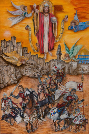 Pittura intitolato "Cruzados" da Angel Sanchez, Opera d'arte originale, Olio
