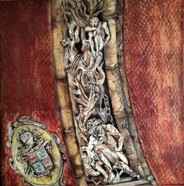 Painting titled "Arquivolta1" by Angel Sanchez, Original Artwork, Oil Mounted on Wood Stretcher frame