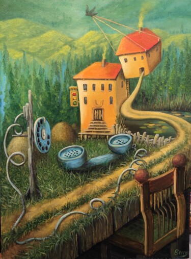 Картина под названием "Невозможная связь" - Анжелика Ягодина, Подлинное произведение искусства, Масло Установлен на Другая ж…