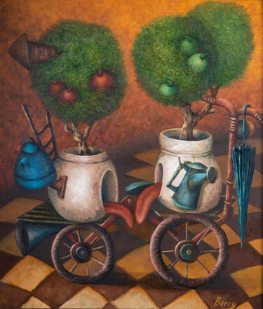Картина под названием "Сплетни" - Анжелика Ягодина, Подлинное произведение искусства, Масло Установлен на Деревянная рама дл…