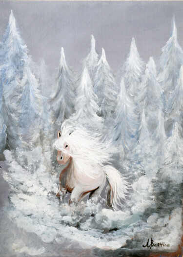 Painting titled "Spirit of winter" by Angela Bakhtina, Original Artwork, Acrylic