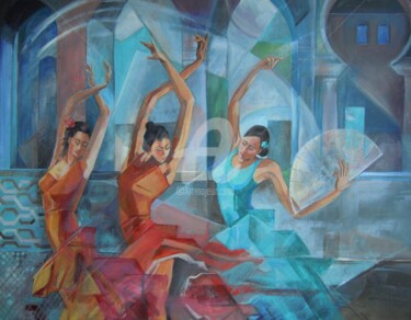 Painting titled "dancers-at-the-alca…" by Angela Brittain, Original Artwork
