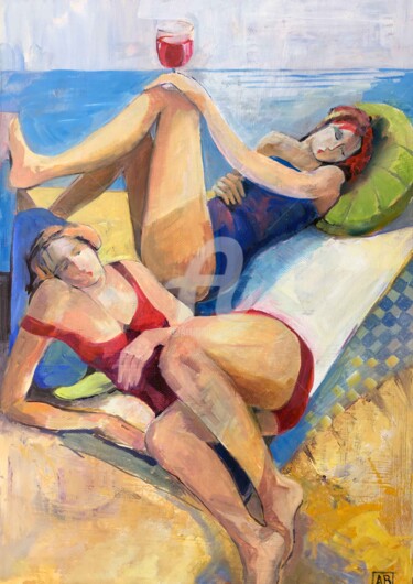 Peinture intitulée "Lazy Days" par Angela Brittain, Œuvre d'art originale, Huile