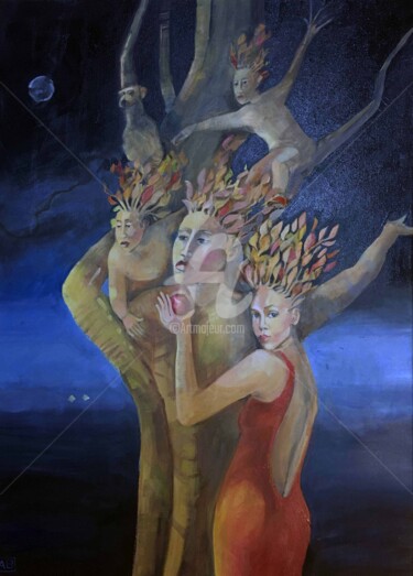 Картина под названием "Survival" - Angela Brittain, Подлинное произведение искусства, Масло Установлен на Деревянная рама дл…