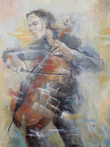 Pittura intitolato "Cellist" da Angela Bruma, Opera d'arte originale, Olio