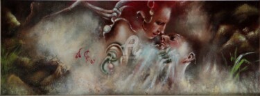 Peinture intitulée "La Furie des eaux" par Angela Cucuzza, Œuvre d'art originale, Huile