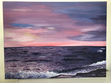 Painting titled "Purple Sea" by Angela Geire, Original Artwork, Acrylic