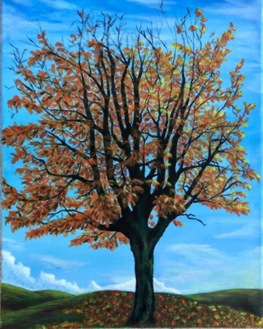 Картина под названием "Autumn Tree" - Angela Geire, Подлинное произведение искусства, Акрил