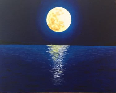 Painting titled "Midnight Moon" by Angela Geire, Original Artwork, Acrylic