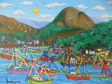 Malerei mit dem Titel "Procissão de São Pe…" von Angela Gomes, Original-Kunstwerk, Acryl