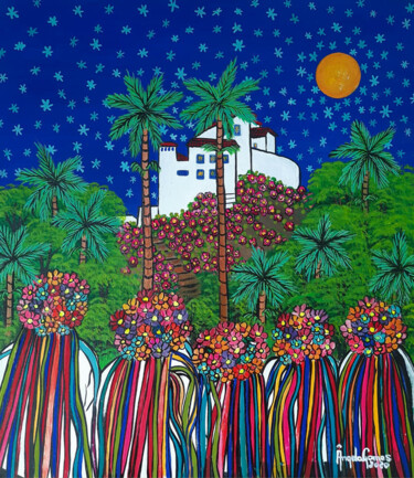 Malarstwo zatytułowany „Ticumbi no Convento…” autorstwa Angela Gomes, Oryginalna praca, Akryl