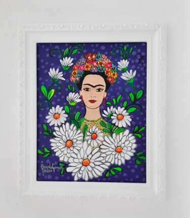 Painting titled "Frida Kahlo no Jard…" by Angela Gomes, Original Artwork, Acrylic