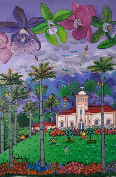 Pintura titulada "Igreja Católica de…" por Angela Gomes, Obra de arte original, Acrílico