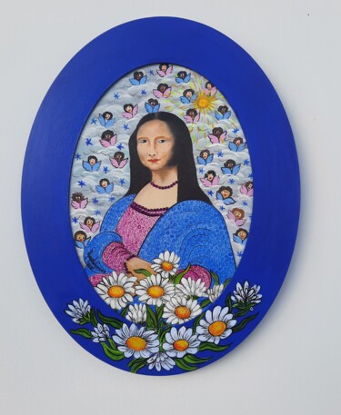 Painting titled "Monalisa Afetuosa" by Angela Gomes, Original Artwork, Acrylic Mounted on Wood Stretcher frame