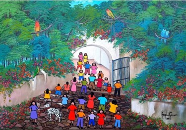 Painting titled "Subida do Convento…" by Angela Gomes, Original Artwork, Acrylic