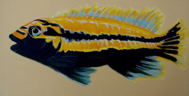 Painting titled "Peixe Amarelo" by Angela Lemos Bezerra, Original Artwork, Acrylic