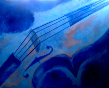 Painting titled "Violoncelo Azul e R…" by Angela Lemos Bezerra, Original Artwork, Acrylic