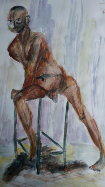 Peinture intitulée "Model nu beau art d…" par Angie S, Œuvre d'art originale, Aquarelle