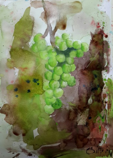 Pittura intitolato "L' uva" da Angela, Opera d'arte originale, Acquarello
