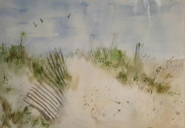 Painting titled "Spiaggia" by Angela, Original Artwork, Watercolor