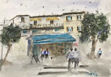 Painting titled "Via Don Minzoni ad…" by Angela, Original Artwork, Watercolor