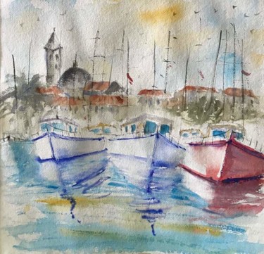 Painting titled "Marina" by Angela, Original Artwork, Watercolor