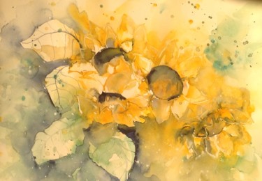 Painting titled "Girasoli" by Angela, Original Artwork, Watercolor