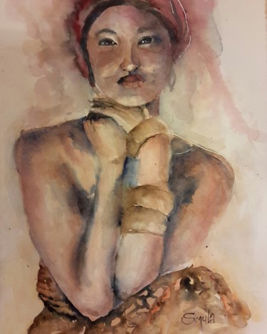 Pittura intitolato "Sensuality" da Angela, Opera d'arte originale, Acquarello