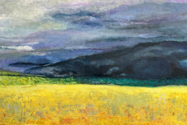 Painting titled "Vor dem Regen" by Angela Sommer, Original Artwork, Oil Mounted on Wood Stretcher frame