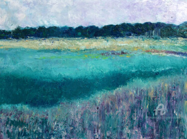 Painting titled "Normandie" by Angela Sommer, Original Artwork, Oil Mounted on Wood Stretcher frame