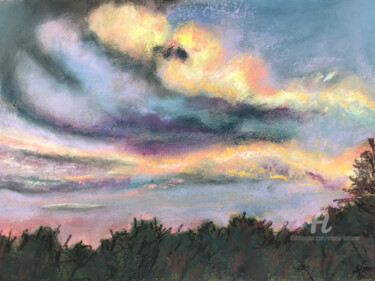 Painting titled "Nach dem Gewitter" by Angela Sommer, Original Artwork, Pastel Mounted on Other rigid panel