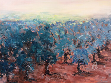 Pittura intitolato "Olivenbäume auf Cres" da Angela Sommer, Opera d'arte originale, Olio Montato su Telaio per barella in le…