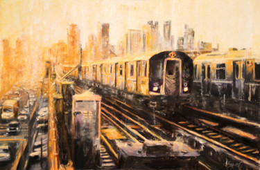 Картина под названием "The Night Train" - Angela Suto, Подлинное произведение искусства, Масло