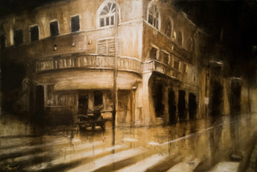 Painting titled "Night In Dubrovnik" by Angela Suto, Original Artwork, Oil