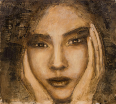 Картина под названием "Female portrait stu…" - Angela Suto, Подлинное произведение искусства, Масло