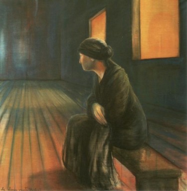 Pittura intitolato "La stanza vuota" da Angela Manfredi, Opera d'arte originale