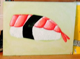 Painting titled "Sushi" by Angela, Original Artwork, Oil