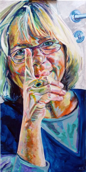 Картина под названием "Selbstporträt" - Angela Selders-Kanthak, Подлинное произведение искусства, Масло