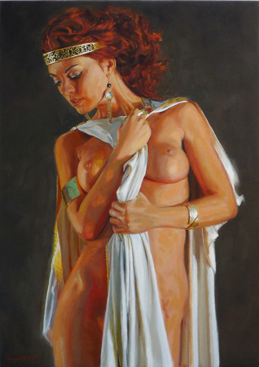 Painting titled "Classical female nu…" by Angel Cayuela, Original Artwork, Oil