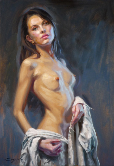 Painting titled "Female nude" by Angel Cayuela, Original Artwork, Oil