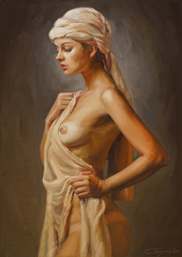 Malerei mit dem Titel "Slave" von Angel Cayuela, Original-Kunstwerk, Öl