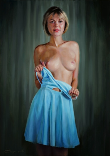 Painting titled "COQUETTE" by Angel Cayuela, Original Artwork, Oil