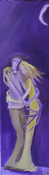 Peinture intitulée "Couple lunaire" par Angèle Sperius, Œuvre d'art originale