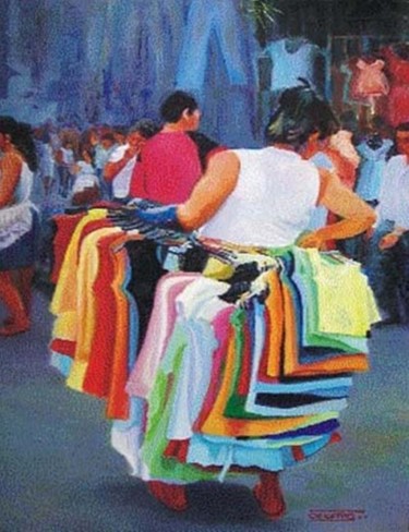 Pintura titulada "vendedora" por Martin, Obra de arte original, Oleo