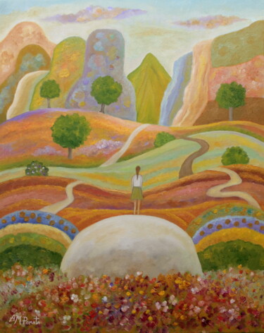 Картина под названием "A Challenge Anew" - Angeles M. Pomata, Подлинное произведение искусства, Масло Установлен на Деревянн…