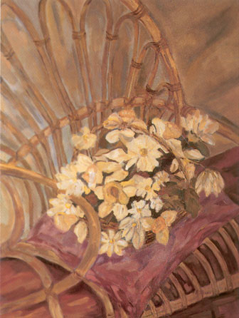 Painting titled "DEL ROSA AL AMARILLO" by Ángeles Peláez Talasac, Original Artwork, Oil