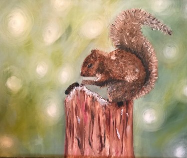 Pintura titulada "HI Furry Friend" por Angelia Fine Art, Obra de arte original, Oleo