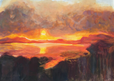 Malerei mit dem Titel "Volcanic lake" von Angelica Fom, Original-Kunstwerk, Acryl